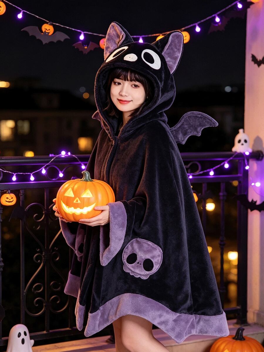 Smešni bademantil slepog miša, Halloween bademantil malog đavola, mekan i udoban