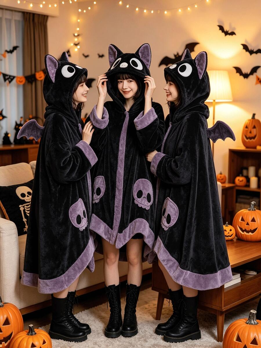 Smešni bademantil slepog miša, Halloween bademantil malog đavola, mekan i udoban