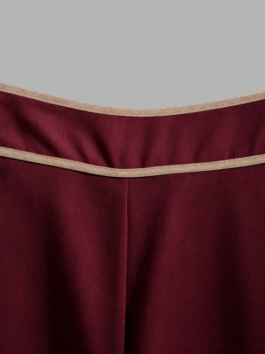 Elenzga Ženske duge pantalone širokih nogu jednobojne sa džepovima, rajsferšlusom i dugmetom