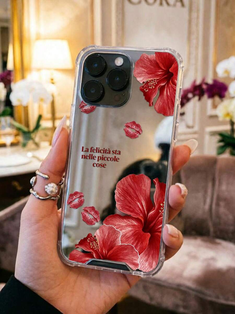 Otporna na udare modna futrola za telefon sa cvetnim elementom, realistični print crvene ruže