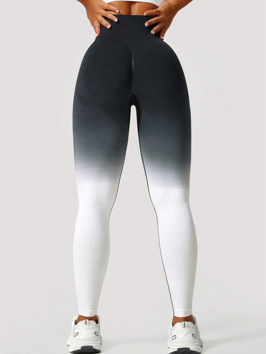 Ženske modne ombre pantalone za jogu  za trening, bešavne uske helanke sa visokim strukom