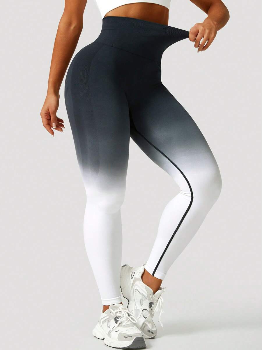 Ženske modne ombre pantalone za jogu  za trening, bešavne uske helanke sa visokim strukom
