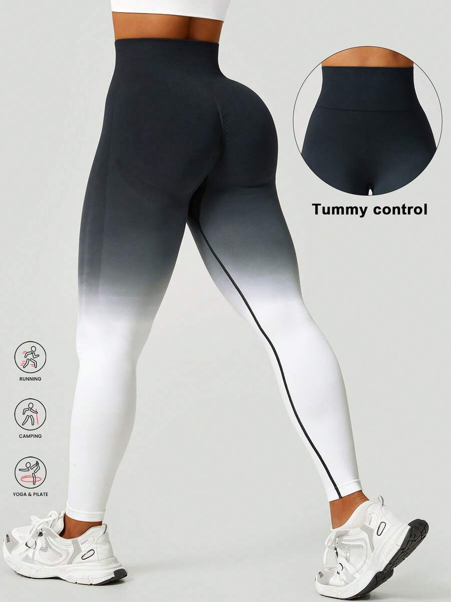 Ženske modne ombre pantalone za jogu  za trening, bešavne uske helanke sa visokim strukom
