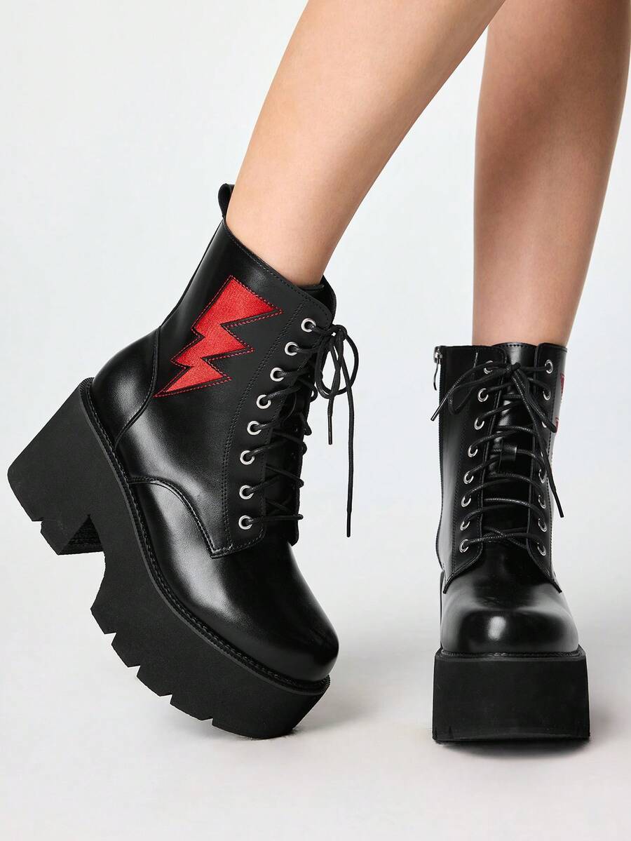Grunge Punk Ženske gležnjače sa debelim đonom i pertlama