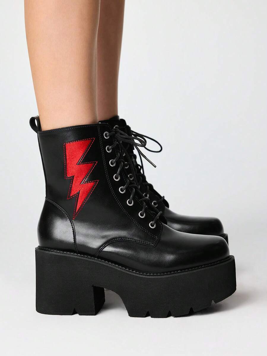 Grunge Punk Ženske gležnjače sa debelim đonom i pertlama