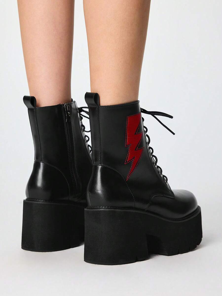 Grunge Punk Ženske gležnjače sa debelim đonom i pertlama