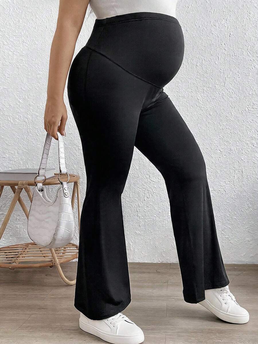 Trudničke ležerne pantalone sa podesivim strukom, jednobojne