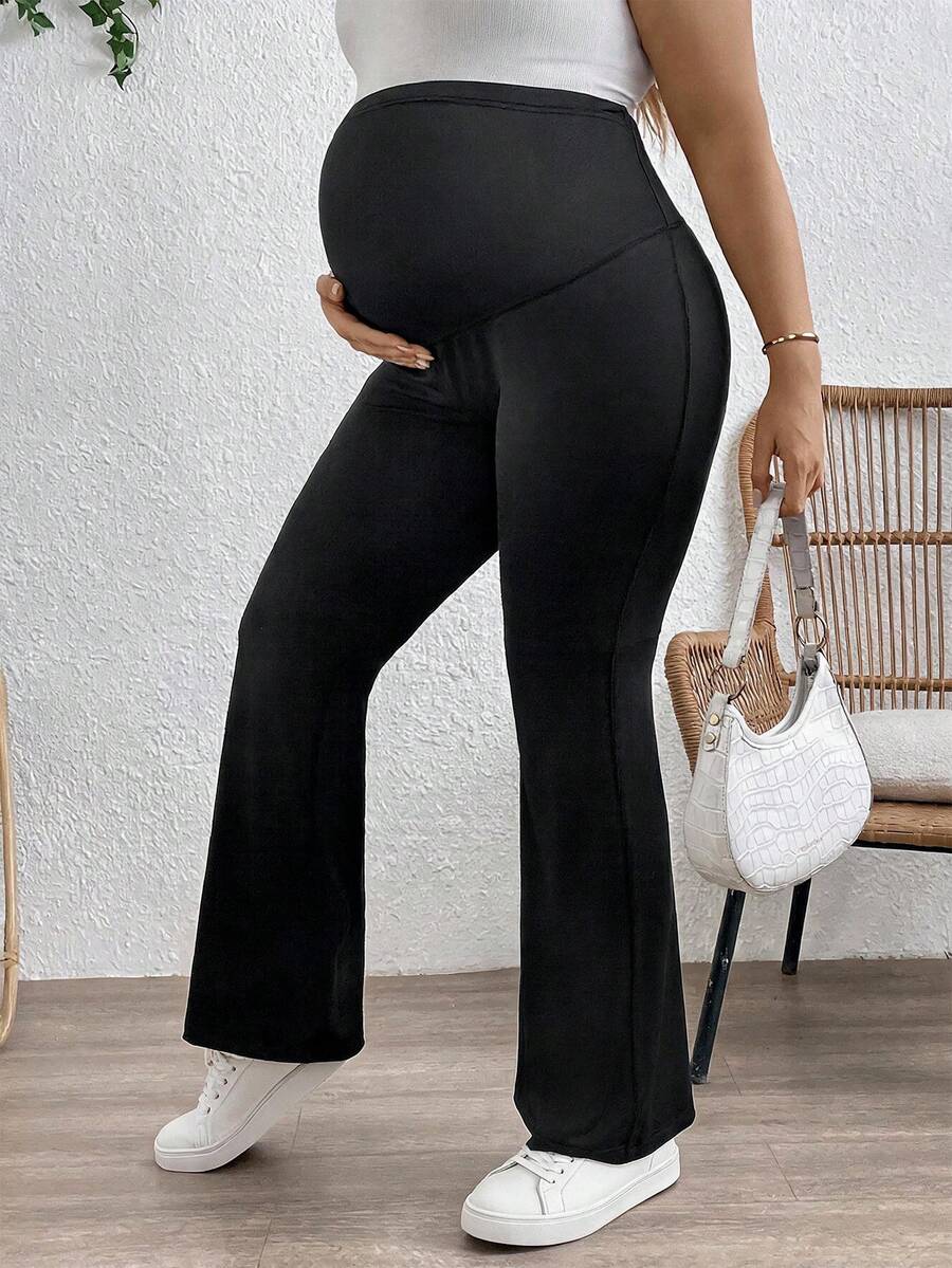 Trudničke ležerne pantalone sa podesivim strukom, jednobojne