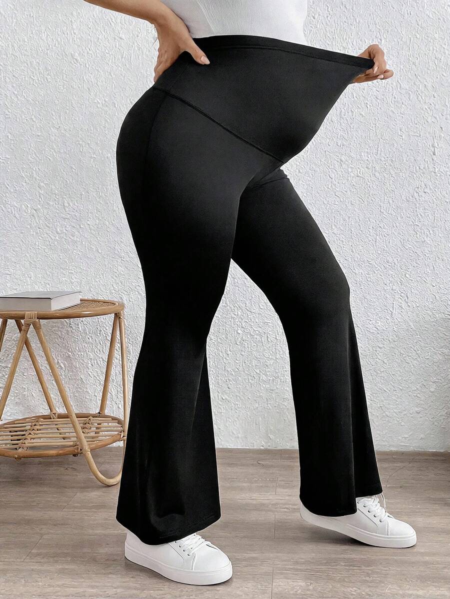 Trudničke ležerne pantalone sa podesivim strukom, jednobojne