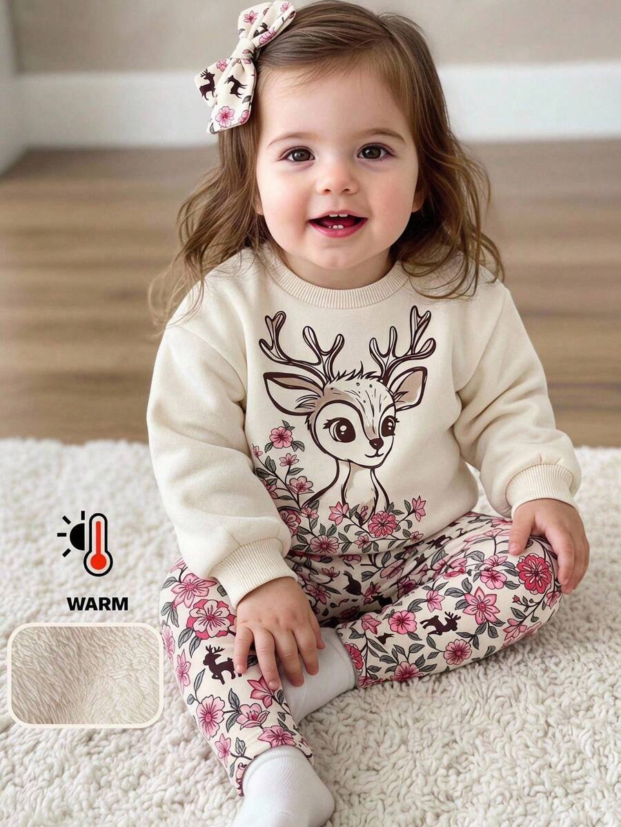 Set od 3 komada za devojčice, udobna jesenja/zimska moda, svež i sladak stil princeze