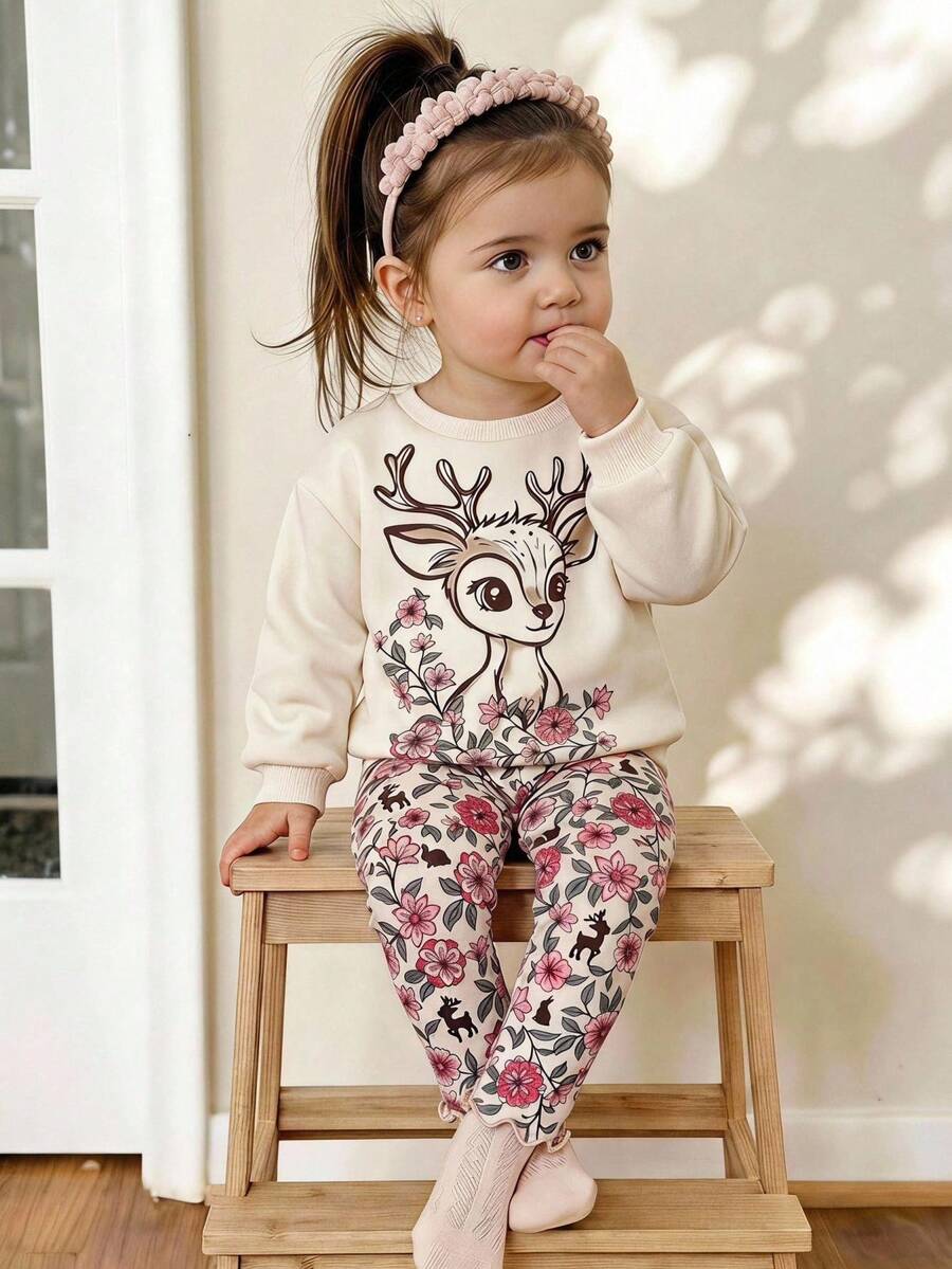 Set od 3 komada za devojčice, udobna jesenja/zimska moda, svež i sladak stil princeze