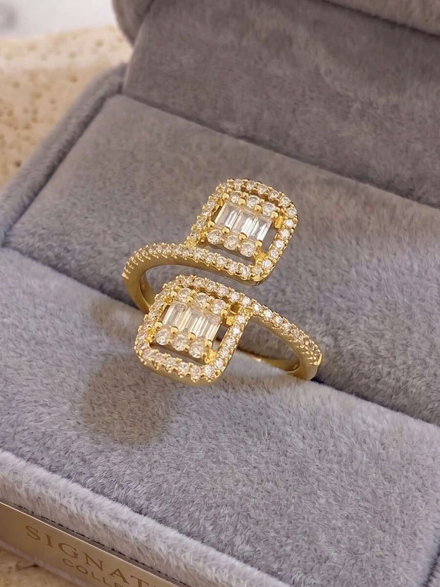 Set nakita od cirkona sa kvadratnim i pravougaonim kamenjem, pozlaćen 18K zlatom