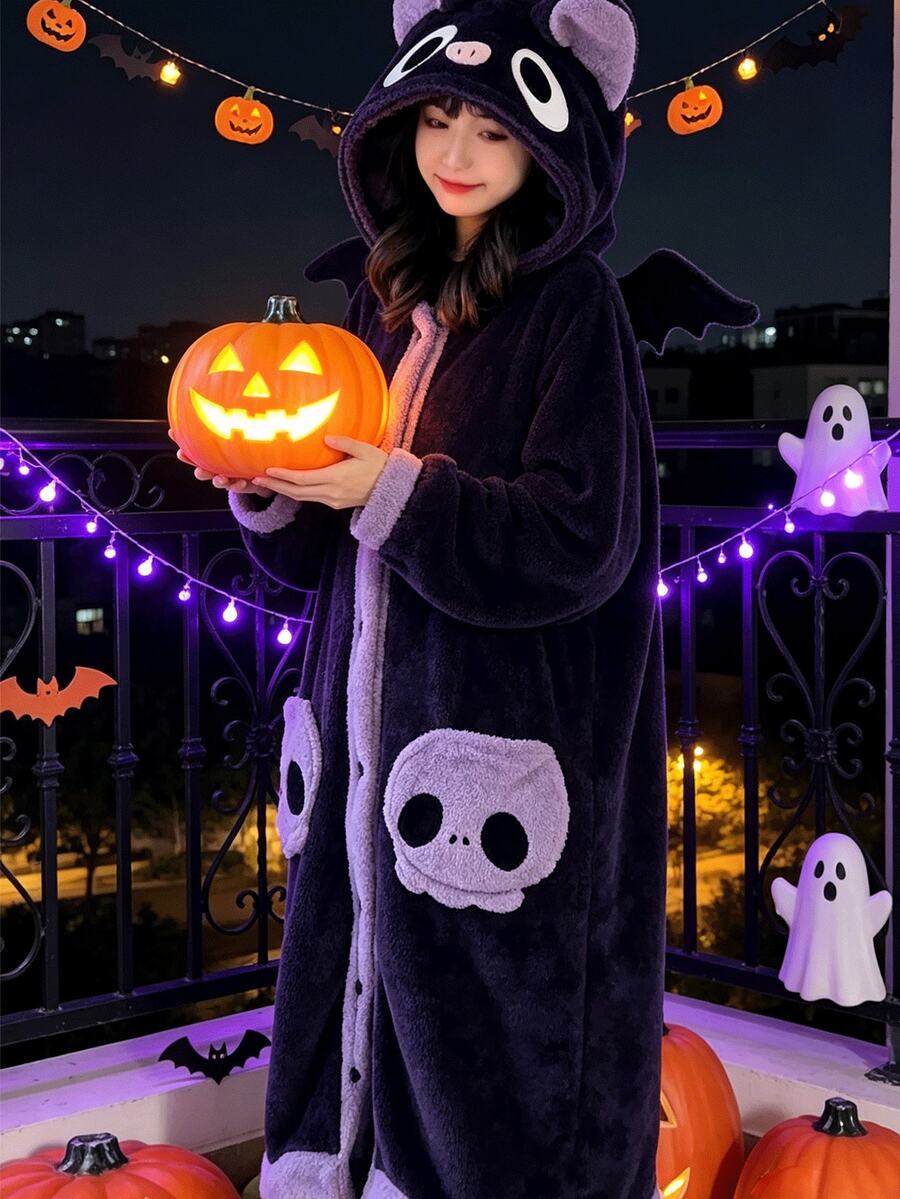 Smešni bademantil slepog miša, Halloween bademantil malog đavola, mekan i udoban