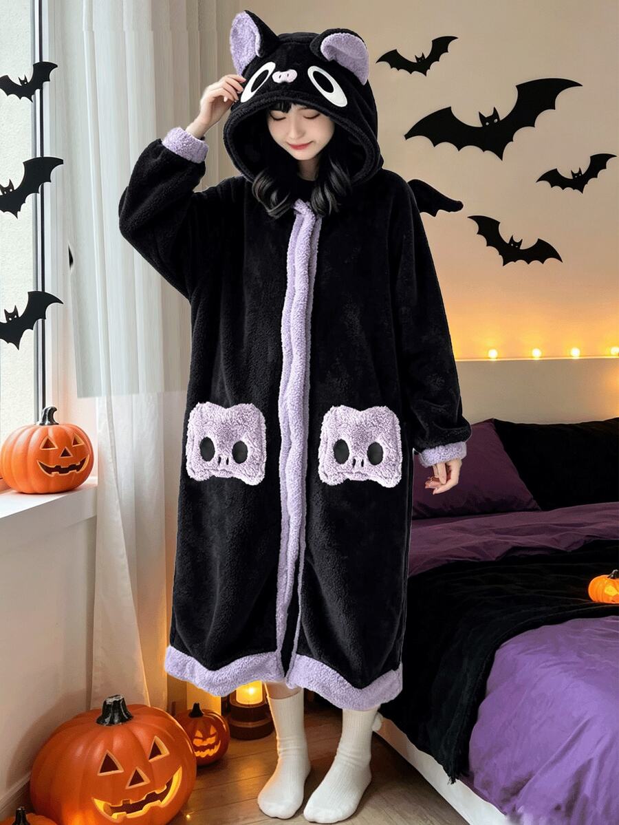 Smešni bademantil slepog miša, Halloween bademantil malog đavola, mekan i udoban