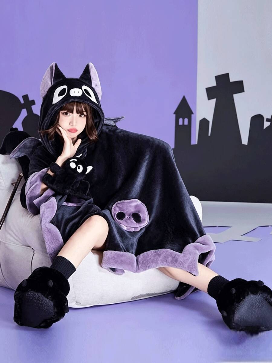 Smešni bademantil slepog miša, Halloween bademantil malog đavola, mekan i udoban