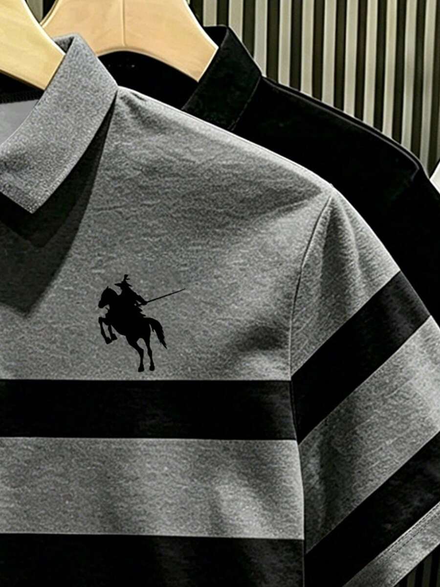 Muška polo majica na pruge  sa malim logotipom