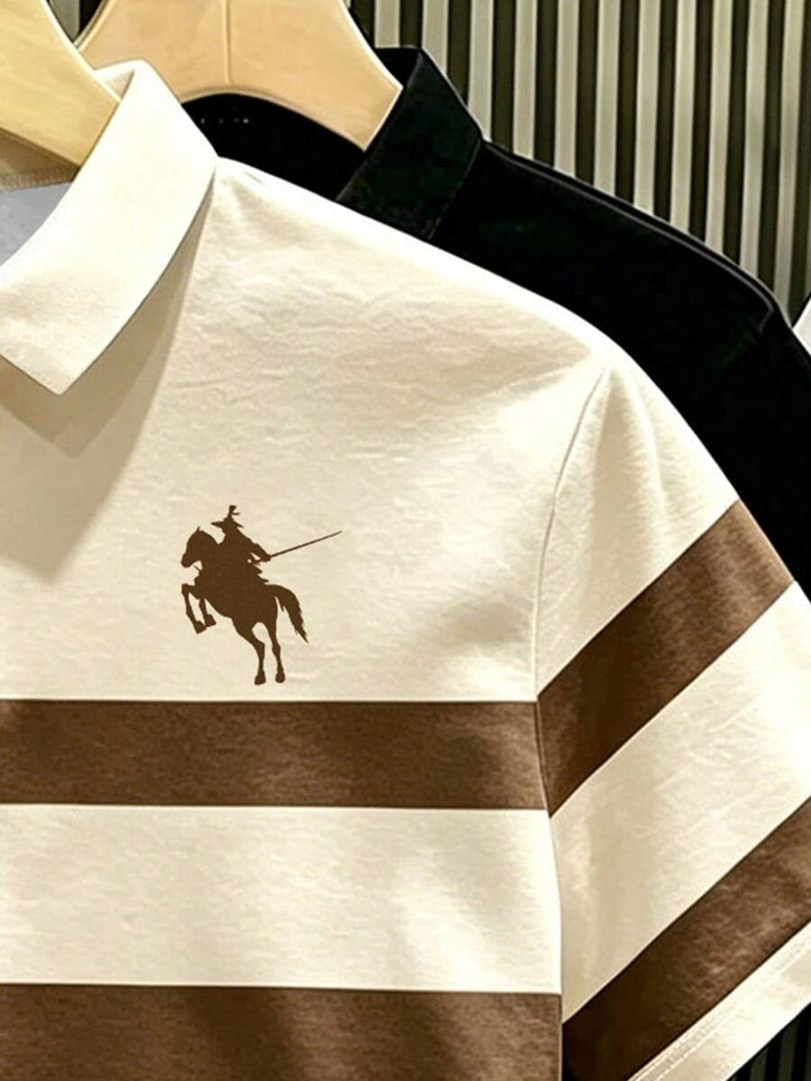 Muška polo majica na pruge  sa malim logotipom