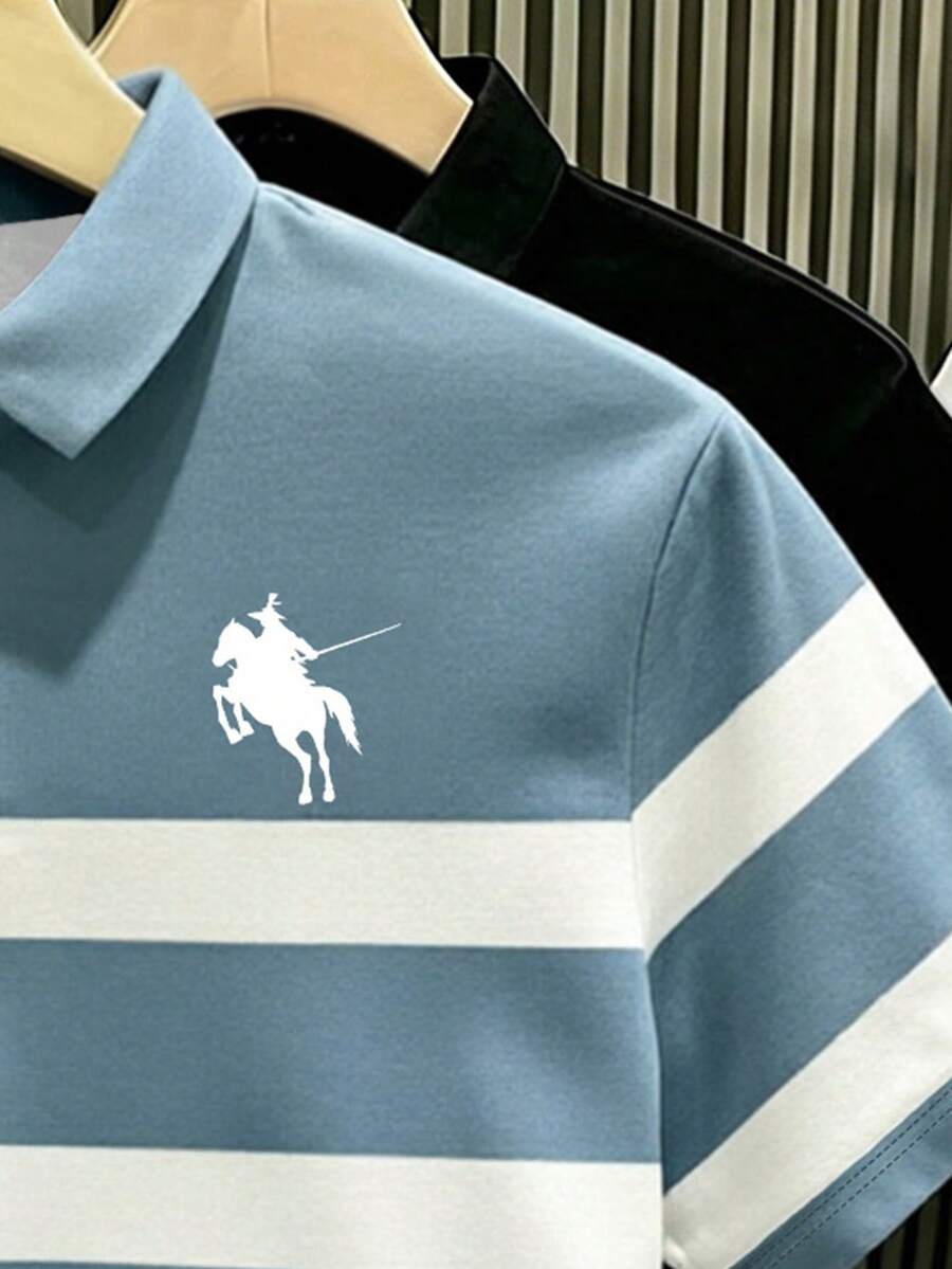 Muška polo majica na pruge  sa malim logotipom