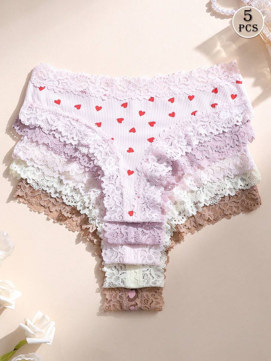 5 kom ženskih seksi čipkastih bešavnih gaćica, meke, udobne i prozračne