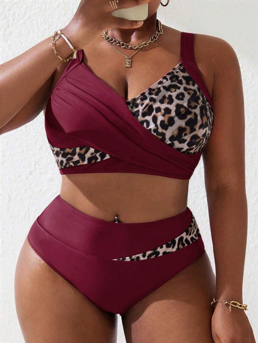 Ženski tankini set za plivanje plus size, 2 dela