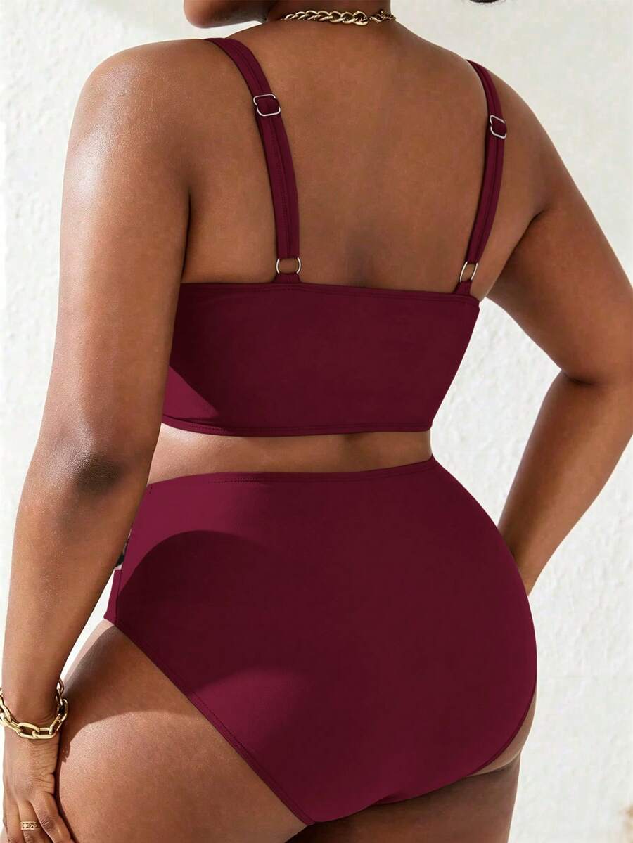 Ženski tankini set za plivanje plus size, 2 dela