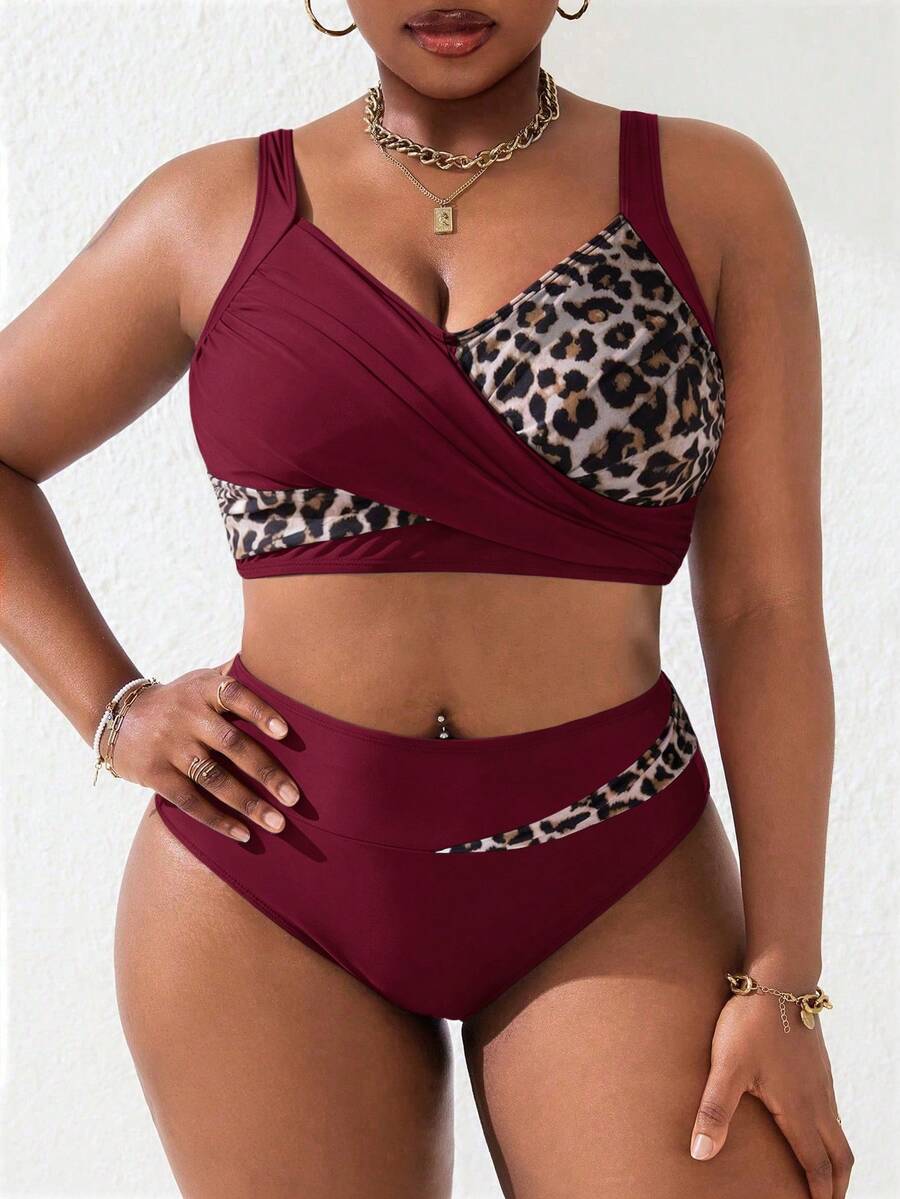 Ženski tankini set za plivanje plus size, 2 dela