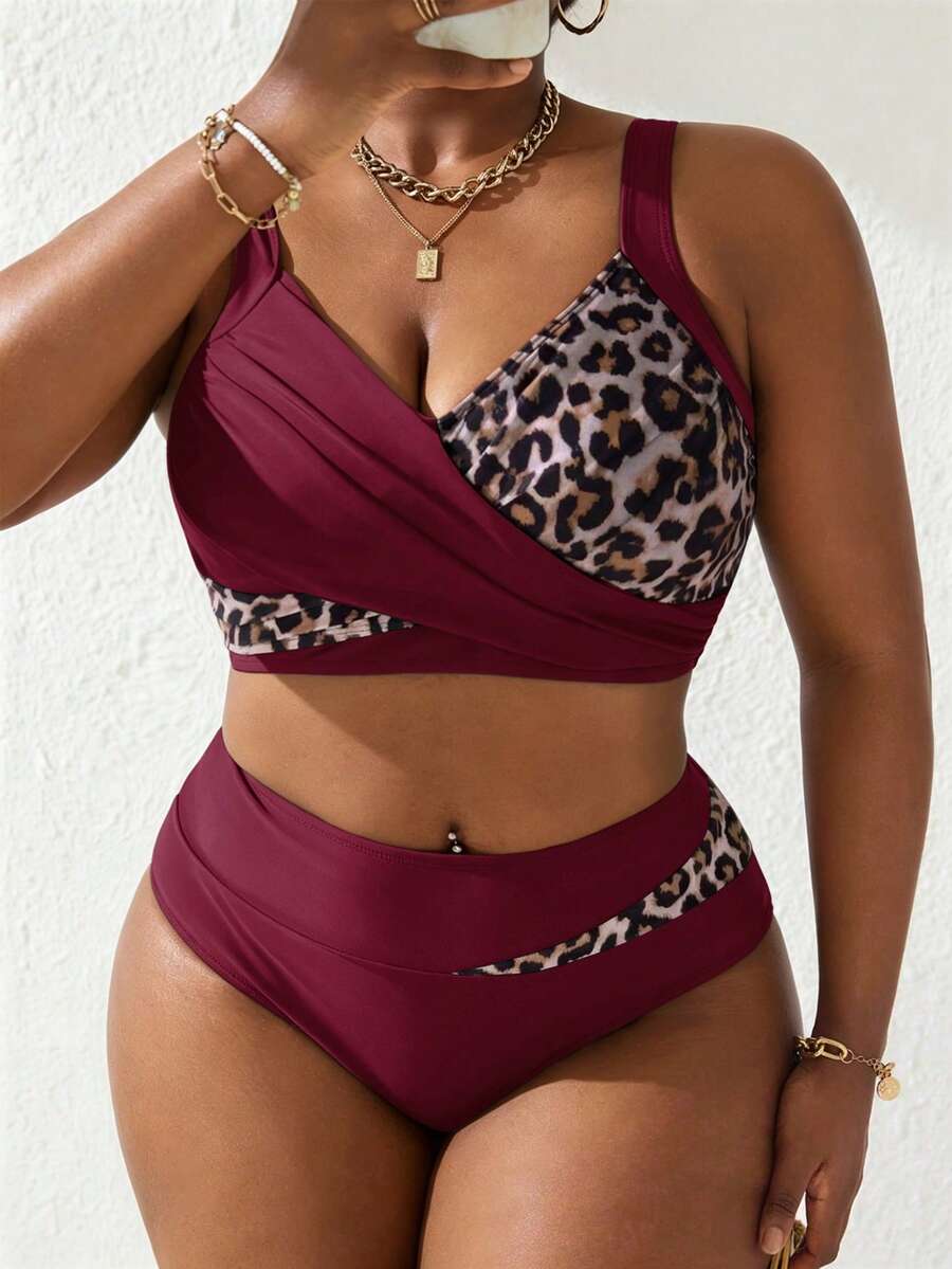 Ženski tankini set za plivanje plus size, 2 dela