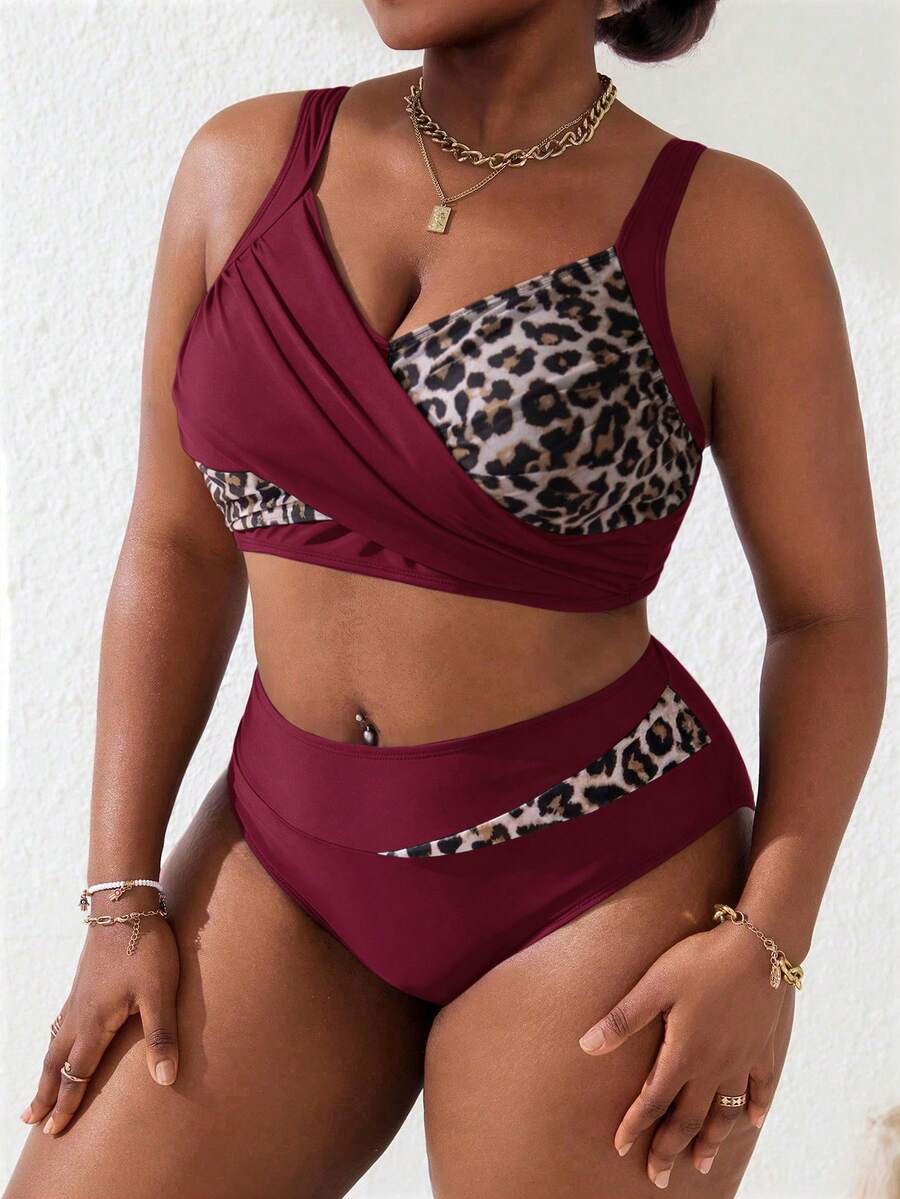 Ženski tankini set za plivanje plus size, 2 dela