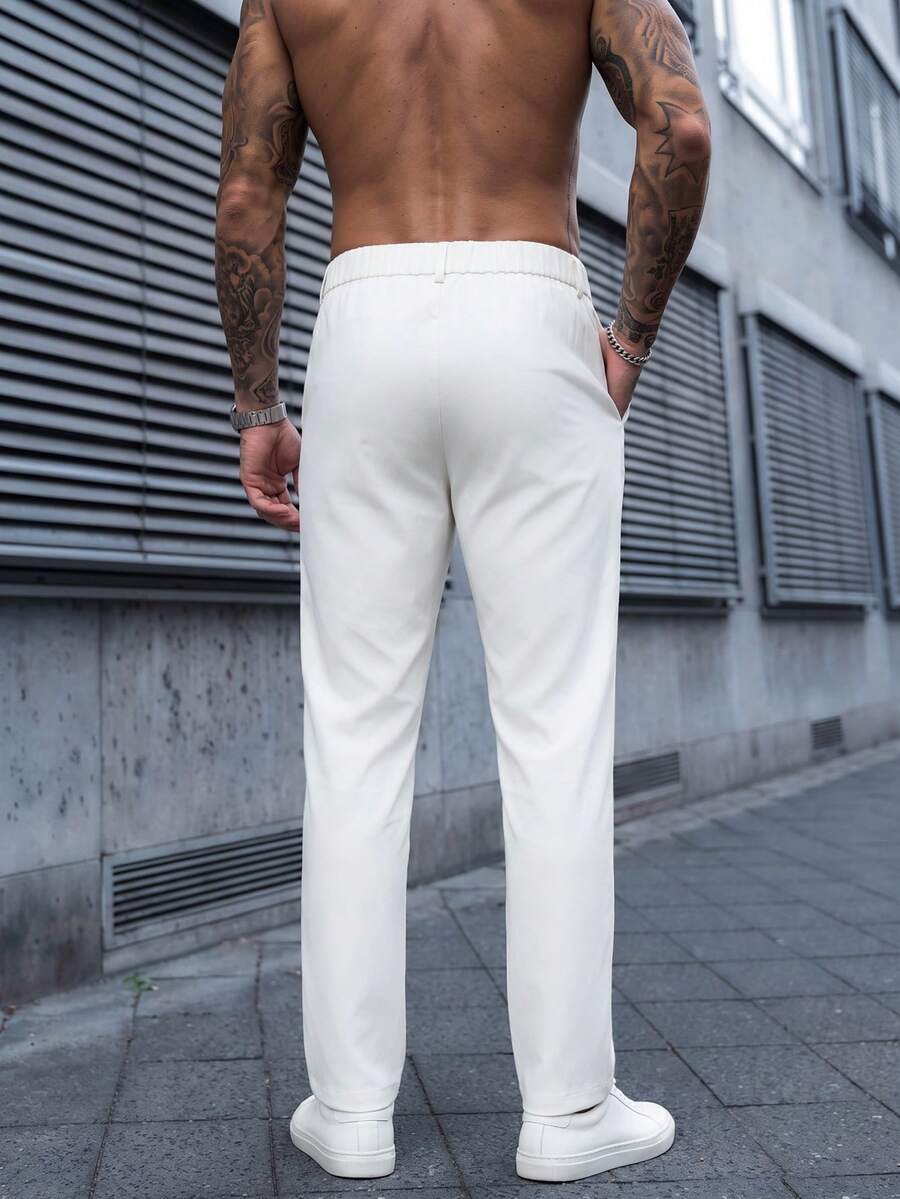 Muške ležerne pantalone za posao jednobojne sa kosim džepovima