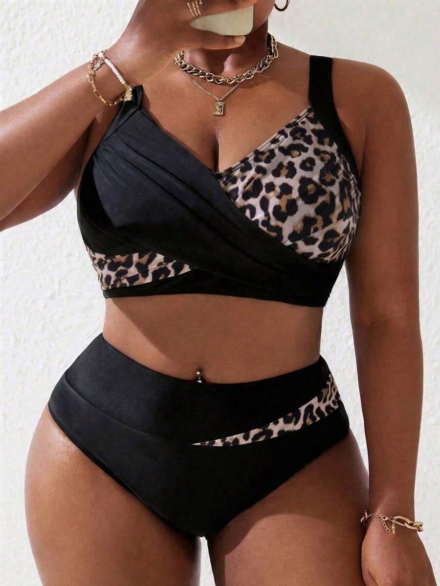 Ženski tankini set za plivanje plus size, 2 dela