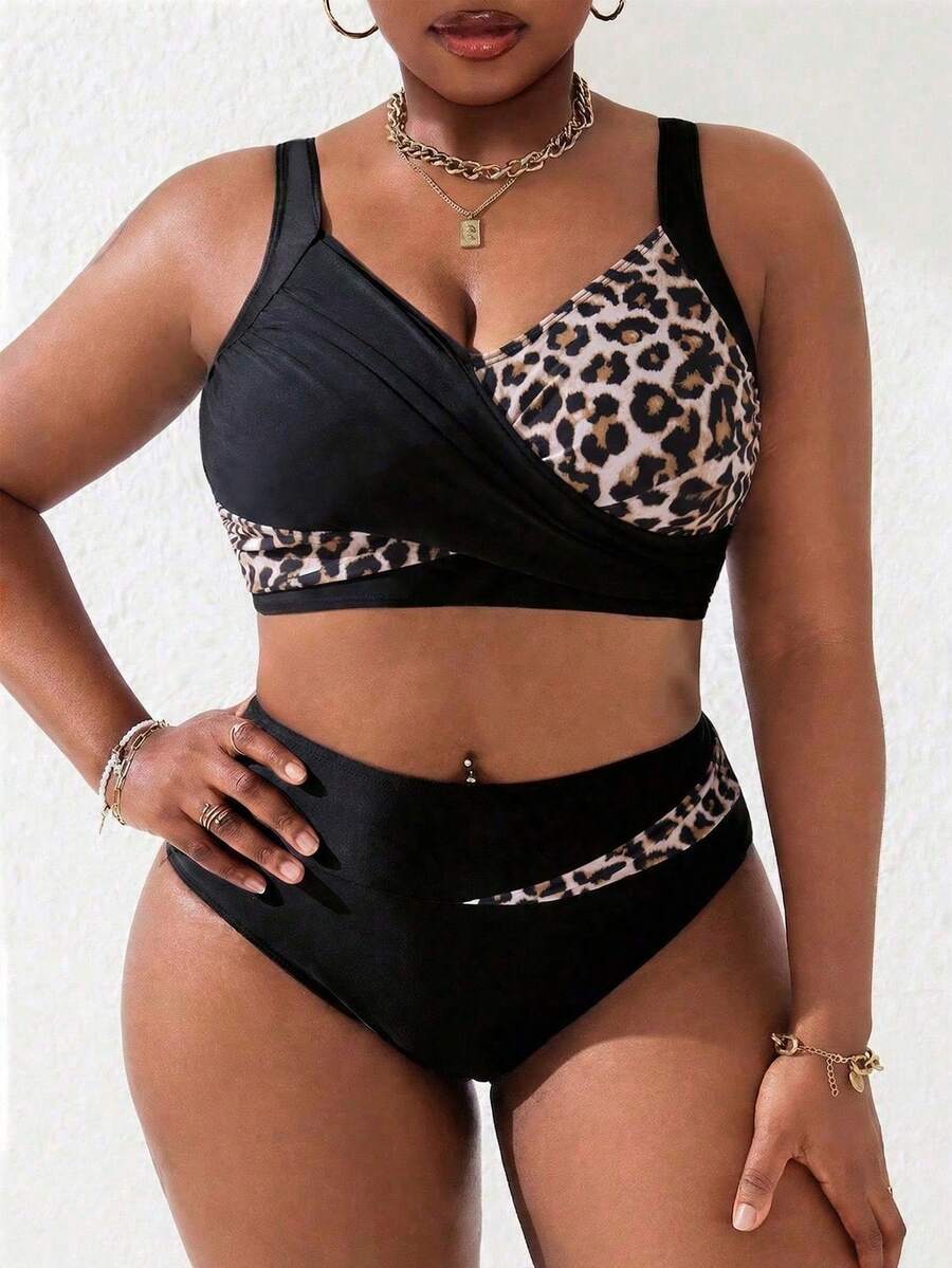 Ženski tankini set za plivanje plus size, 2 dela