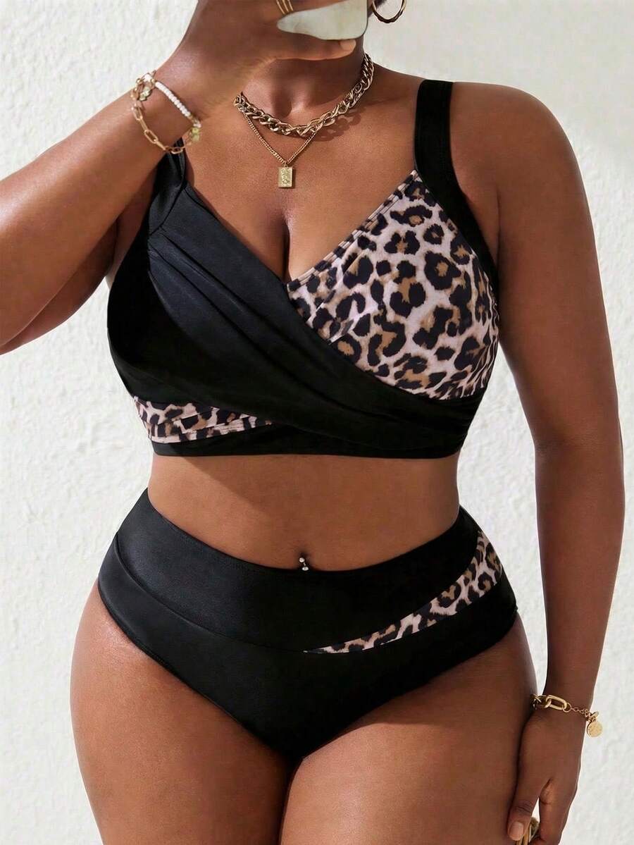 Ženski tankini set za plivanje plus size, 2 dela