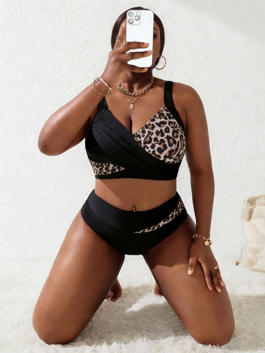 Ženski tankini set za plivanje plus size, 2 dela