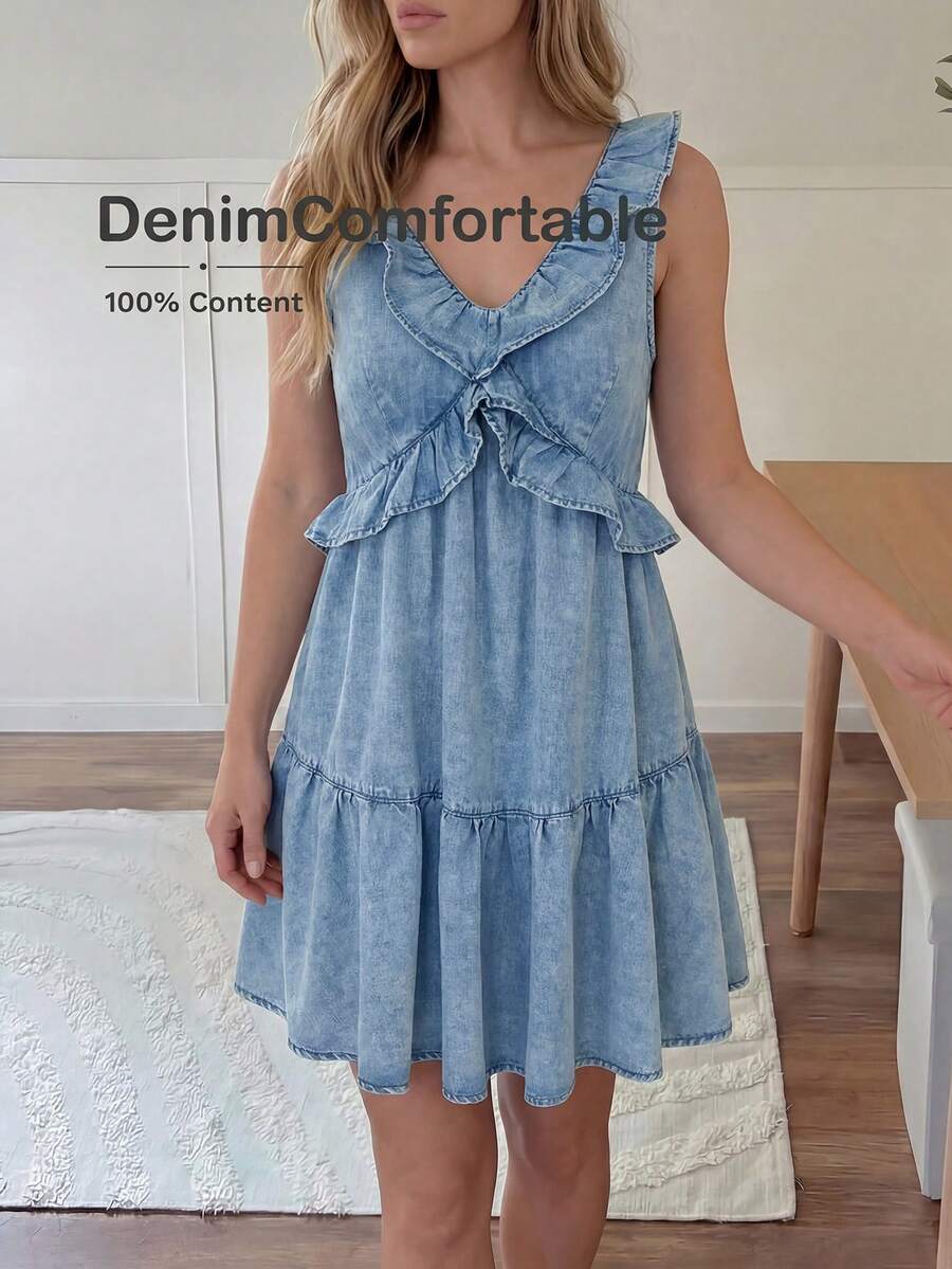 Ženska letnja ležerna teksas slip haljina, mini A-kroj haljina
