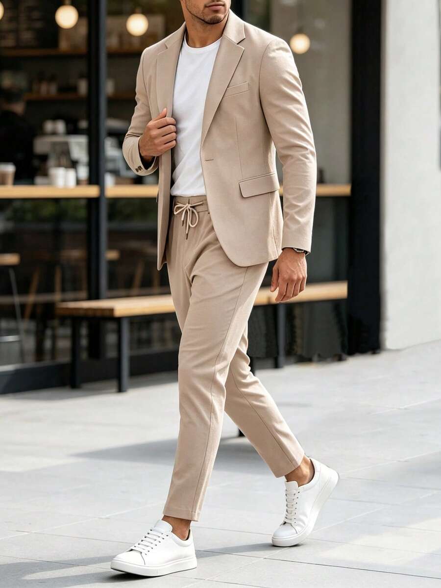 Muški poslovni formalni set sako sa reverom i pantalonama
