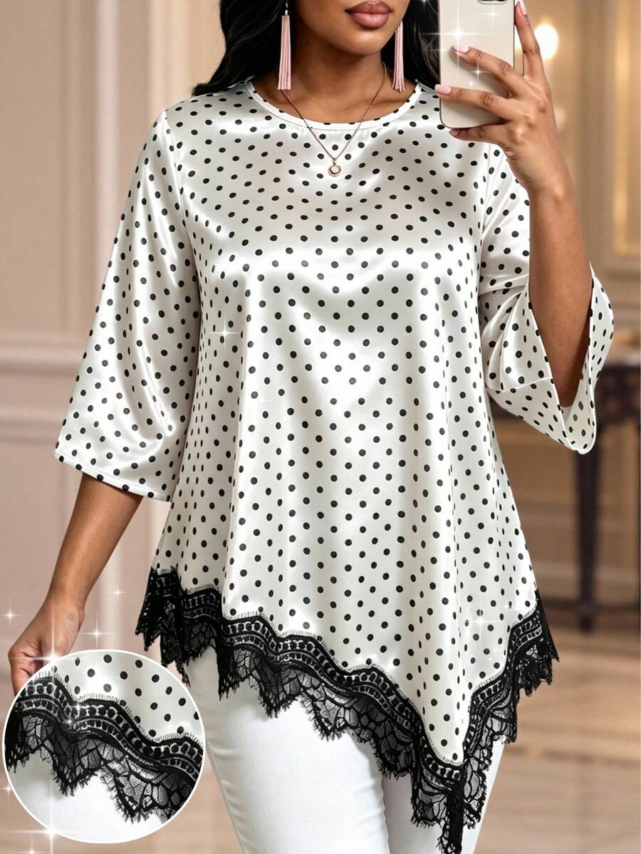 Elegantna bluza za žene plus size sa cvetnim vezom