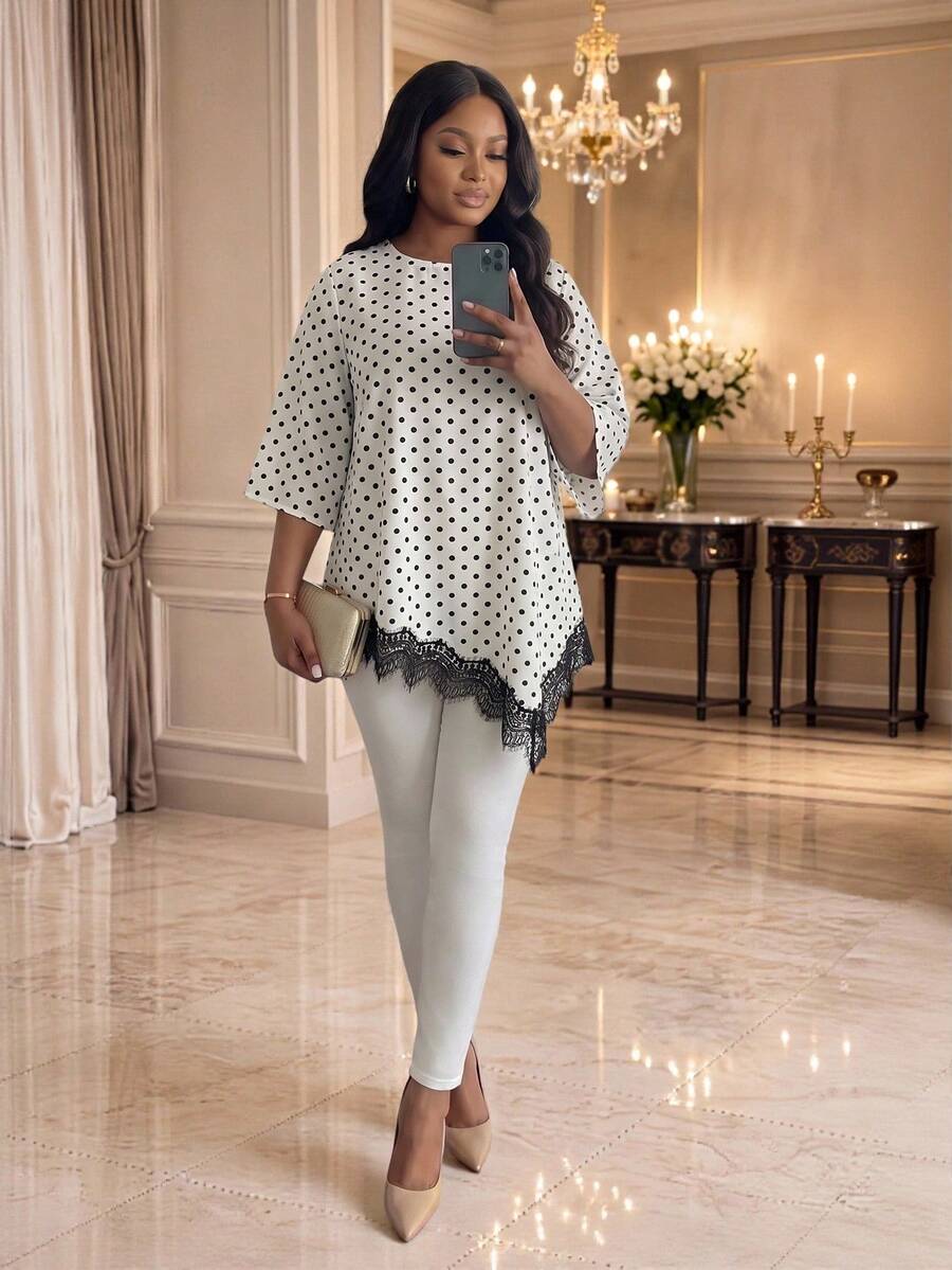 Elegantna bluza za žene plus size sa cvetnim vezom