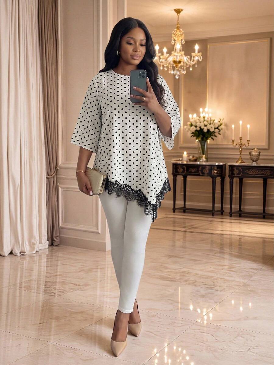 Elegantna bluza za žene plus size sa cvetnim vezom