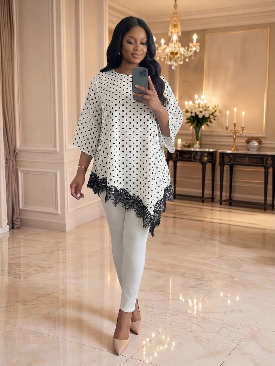 Elegantna bluza za žene plus size sa cvetnim vezom