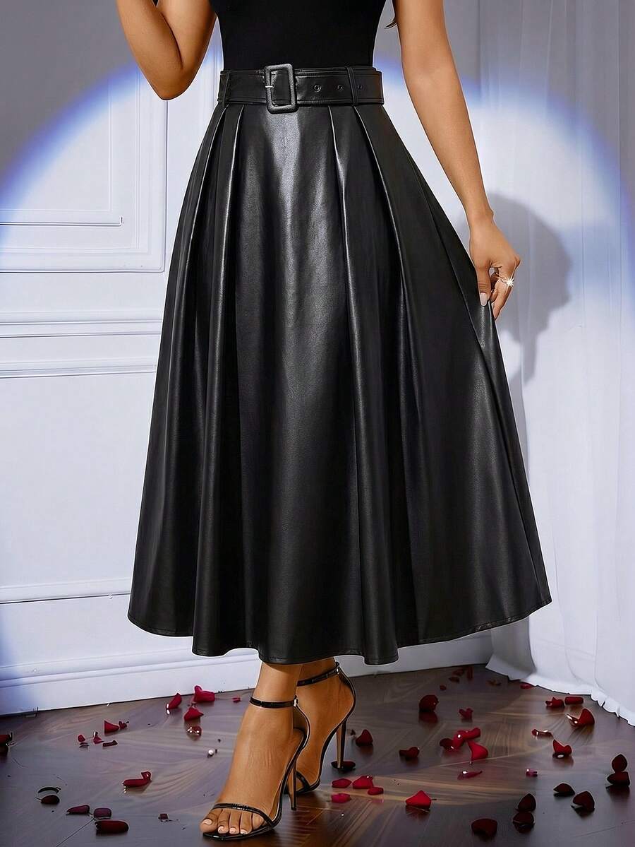 Lady elegantna plisirana suknja jednobojna