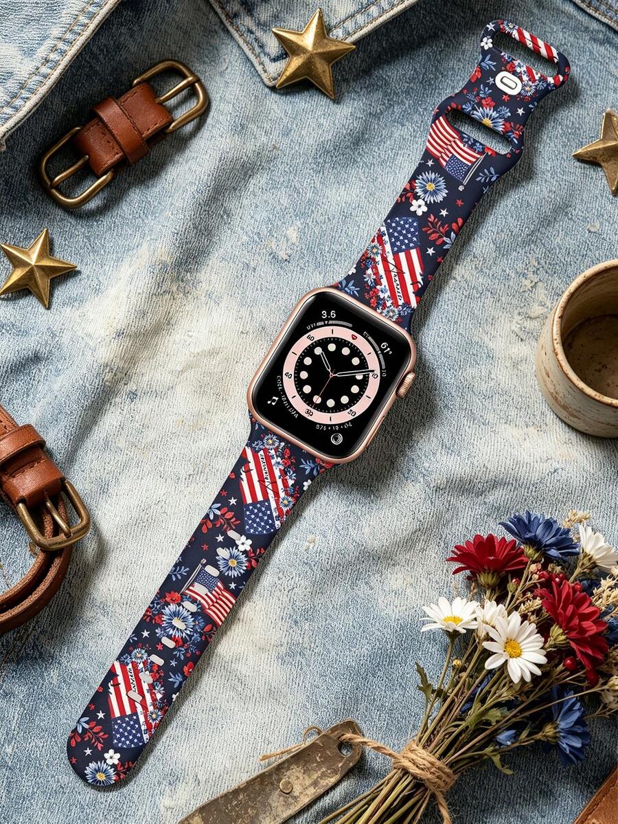 Slatka silikonska narukvica za sat sa urezanim leptirom, kompatibilna sa Apple Watch 38/40/41/42/44/45/46/49 mm