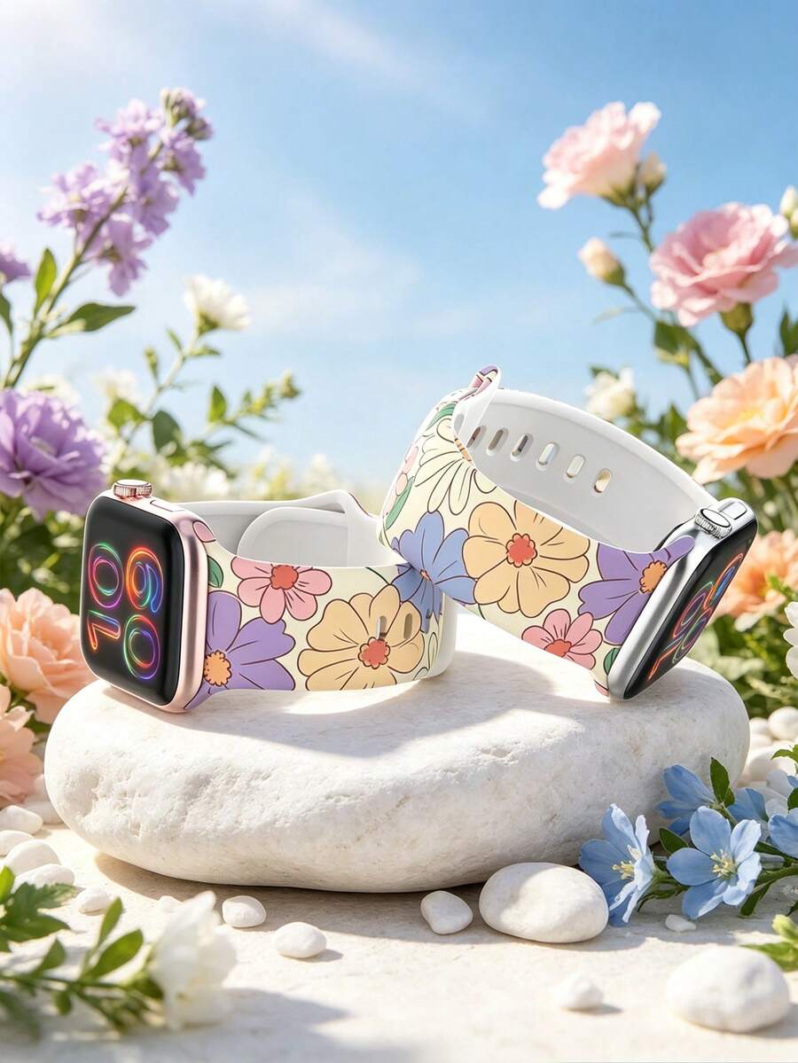 Slatka silikonska narukvica za sat sa urezanim leptirom, kompatibilna sa Apple Watch 38/40/41/42/44/45/46/49 mm