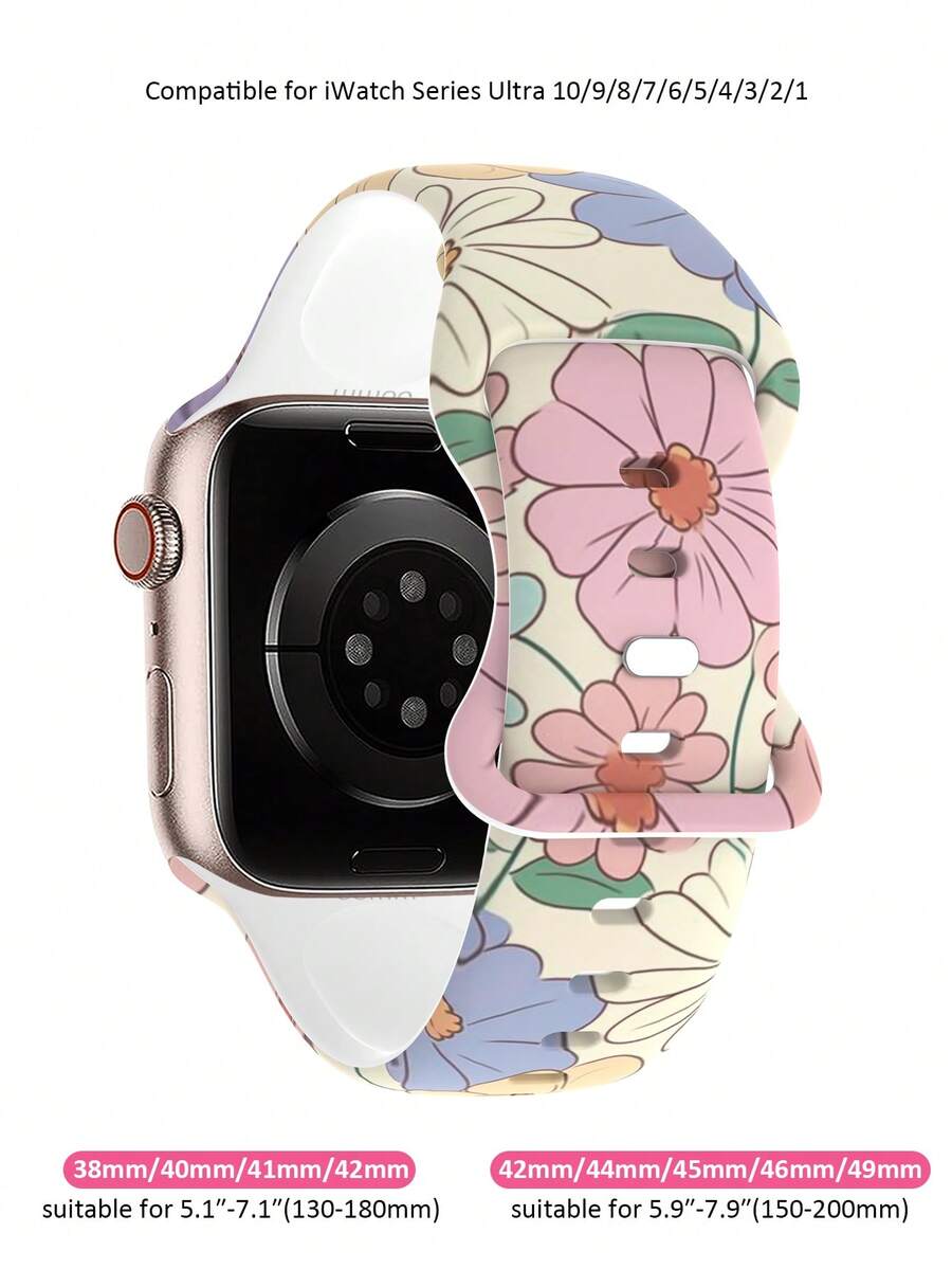 Slatka silikonska narukvica za sat sa urezanim leptirom, kompatibilna sa Apple Watch 38/40/41/42/44/45/46/49 mm