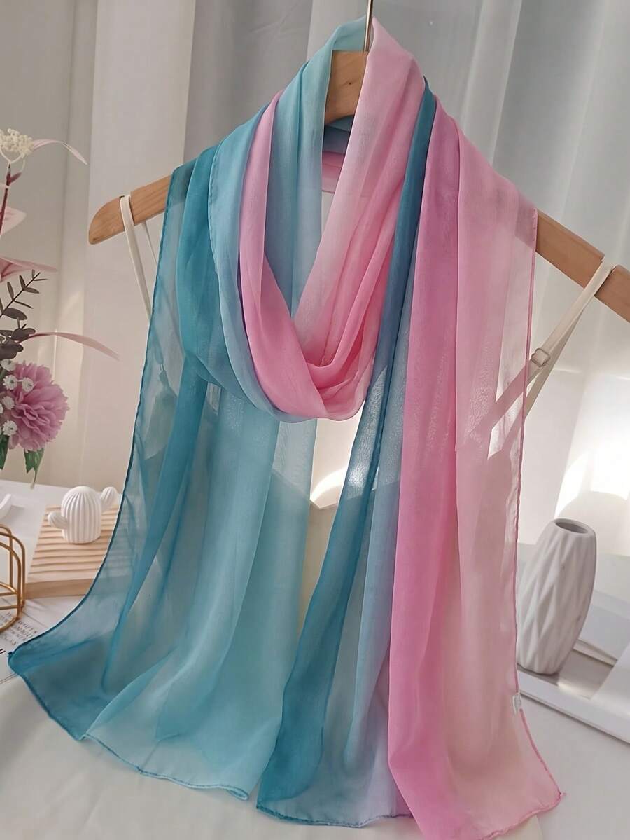 Elegantan ombre šifon šal, lagan i prozračan, visokokvalitetni