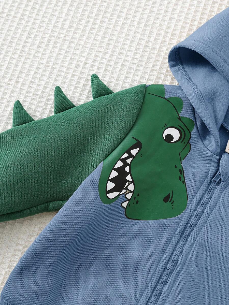 Set od 2 komada za bebe dečaka sa crtanom dinosaurus grafikom i kapuljačom