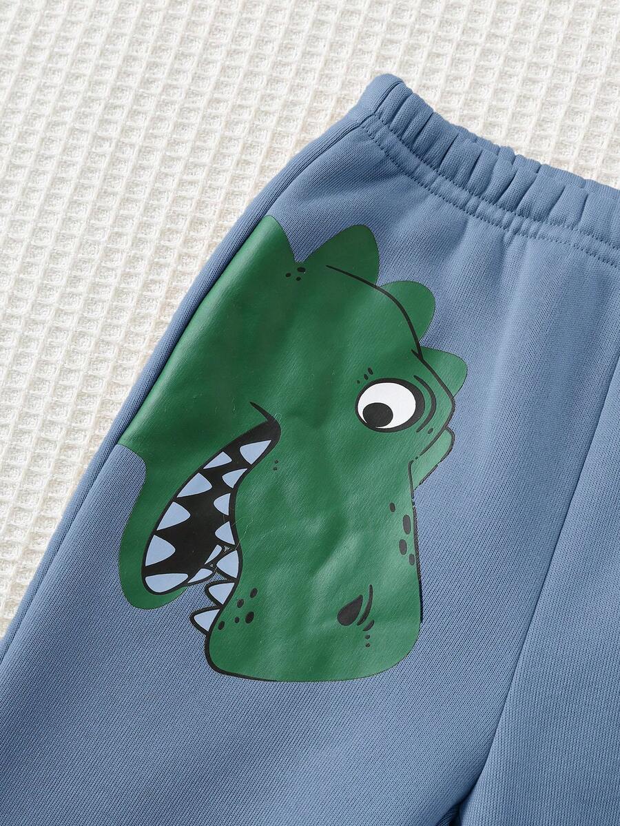 Set od 2 komada za bebe dečaka sa crtanom dinosaurus grafikom i kapuljačom