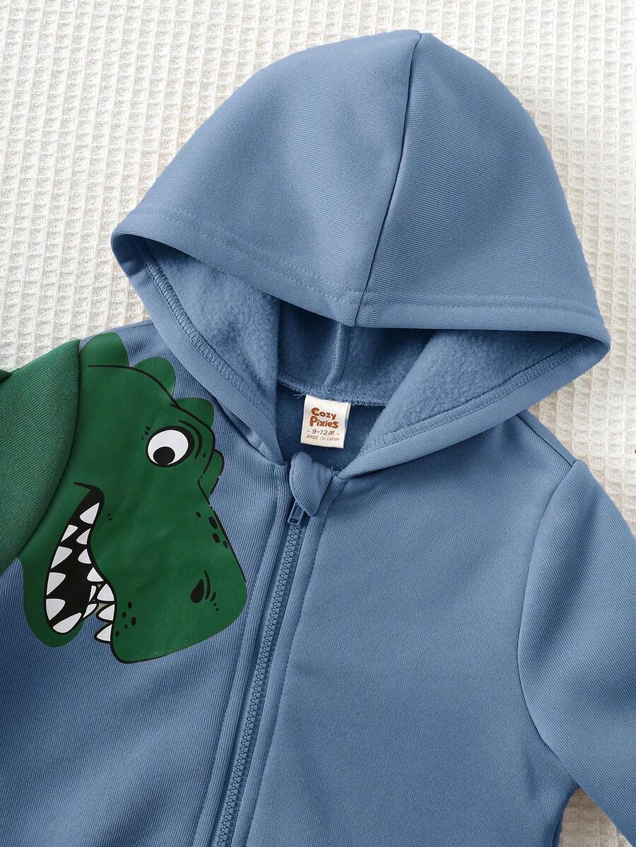 Set od 2 komada za bebe dečaka sa crtanom dinosaurus grafikom i kapuljačom