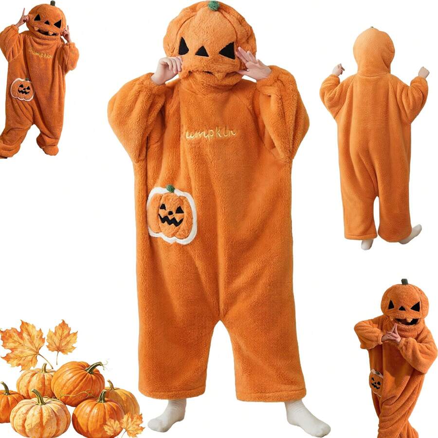 Halloween bademantil sa bundvom, 3D kapuljača sa lampom bundeve i džepovima