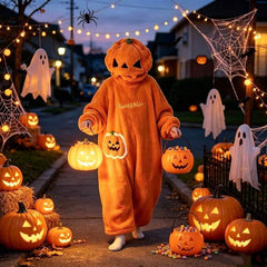 Halloween bademantil sa bundvom, 3D kapuljača sa lampom bundeve i džepovima
