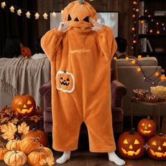 Halloween bademantil sa bundvom, 3D kapuljača sa lampom bundeve i džepovima